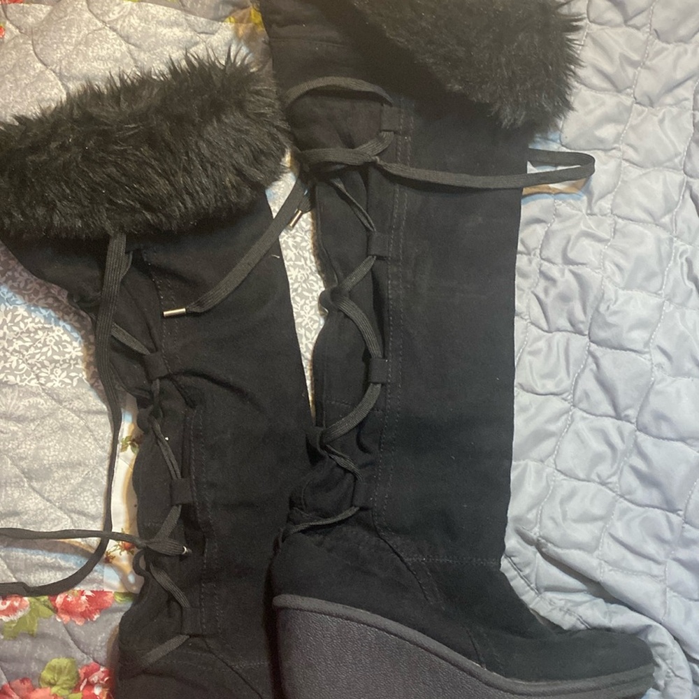 Black knee high boots